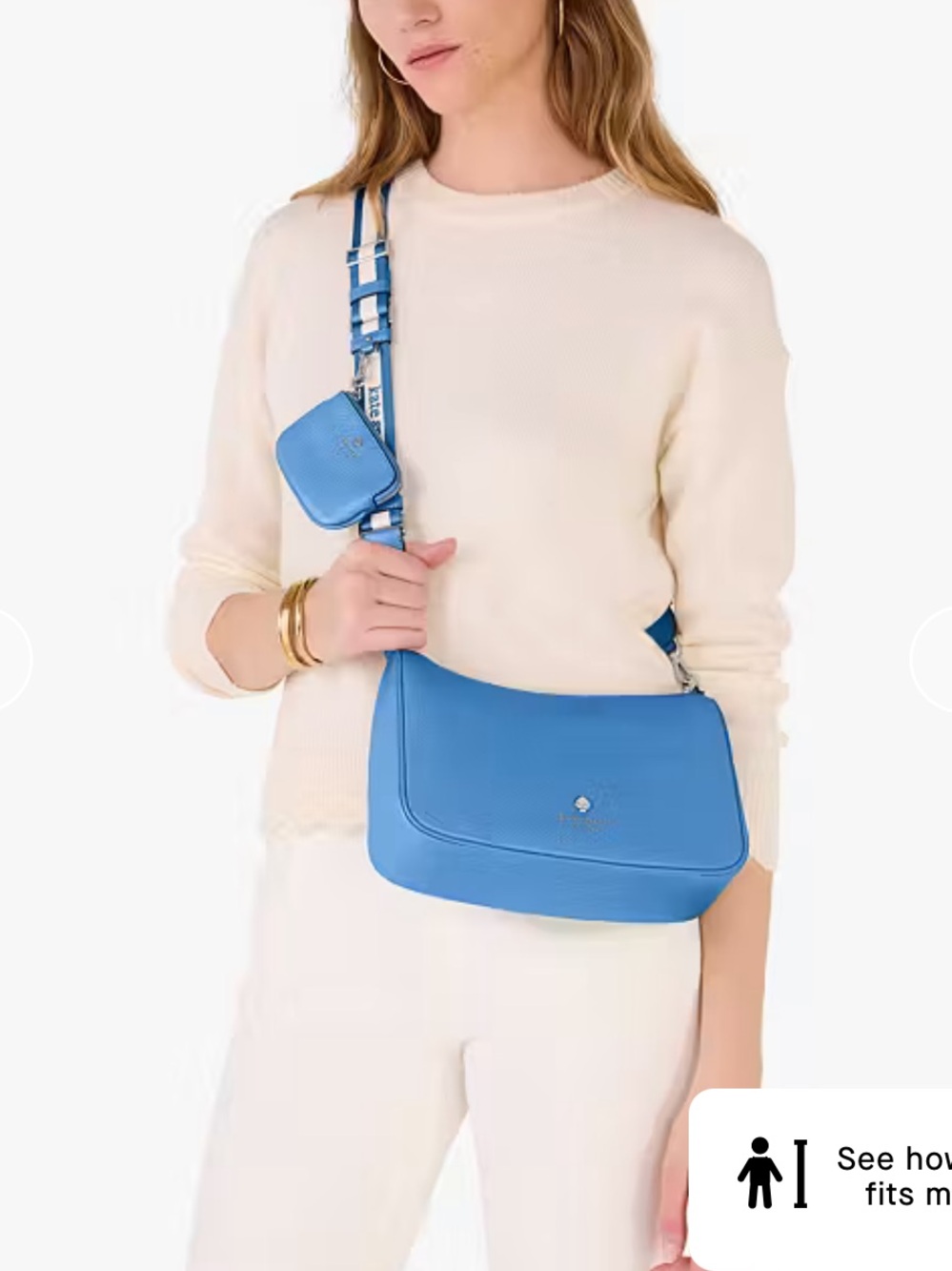 kate spade Blue Pebbled Leather Crossbody Bag with Coin Pouch
